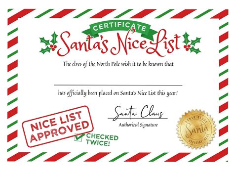 Santa Nice List Certificate | Nice list certificate, Santa's nice list, Christmas nice list