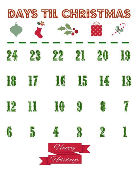 Printable Holiday Countdown Calendar Template | Calendar Template Printable