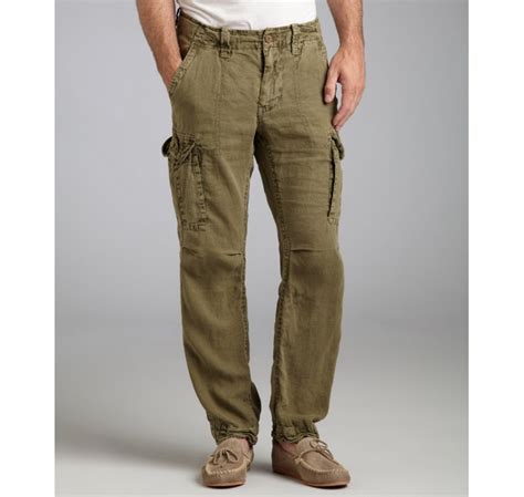 Tailor Vintage Army Green Linen Cargo Pants in Green for Men (army ...