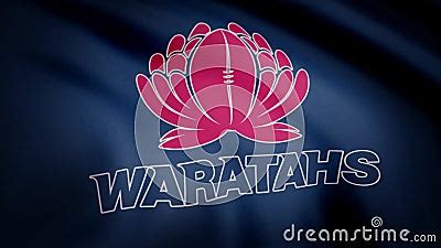Rugby Waratahs Flag Is Waving On Transparent Background. Close-up Of Waving Flag With Waratahs ...