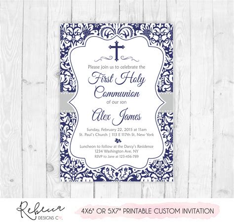 Boy first communion invitation • Printable custom design – Rebecca Designs Co.