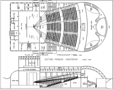 Section through auditorium plan and section autocad file - Cadbull | Auditorium plan, Auditorium ...