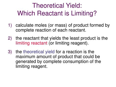 PPT - Theoretical Yield: Which Reactant is Limiting? PowerPoint ...