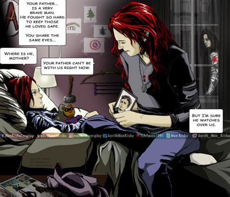 Natasha Romanoff Bucky Barnes WinterWidow comic family fluff fanart ...