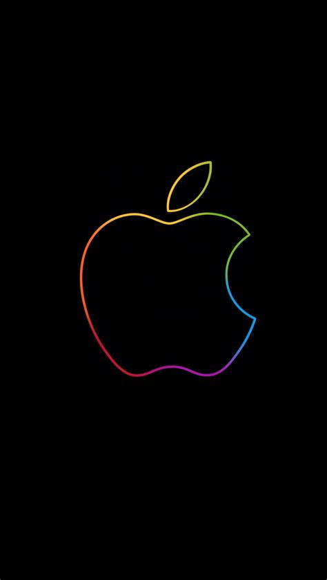 Apple Logo Neon Dark Background 4K Ultra HD Mobile Wallpaper