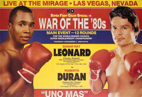 Sugar Ray Leonard Vs. Roberto Duran Original 1989 U.S. Window Card ...