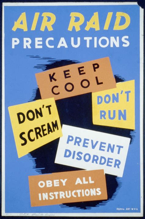 Air Raid Precautions Keep Cool, Don T Scream, Don T Run, Prevent ...