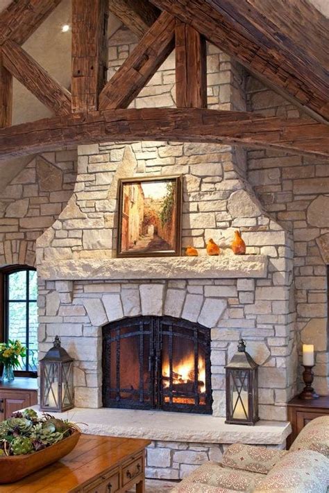 stone fireplace ideas fireplace hearth stone slab wrought iron and glass doors | Fireplace ...