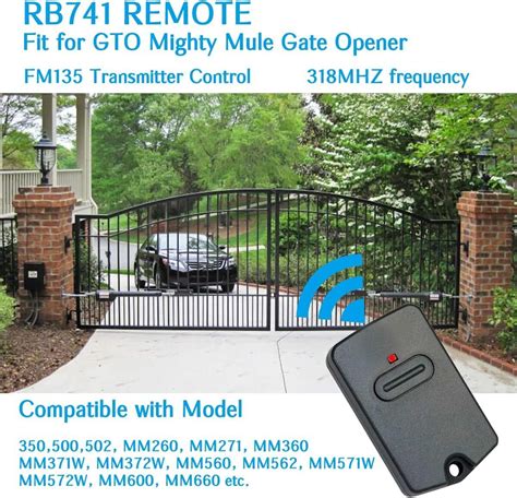 For GTO RB741 Gate Opener Mighty Mule FM135 Remote Control Entry Transmitter US | eBay