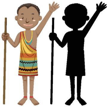 Collection Of African Tribal Characters With Their Silhouettes Vector, Girl, Black, Man PNG and ...
