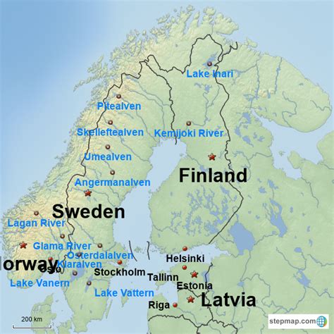 StepMap - Norway, Sweden Finland - Landkarte für Europe