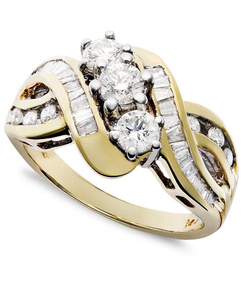 Macy's Us Three-Stone Diamond Braid Ring In 14K Yellow Or White Gold (1 Ct. T.W.) in Gold ...