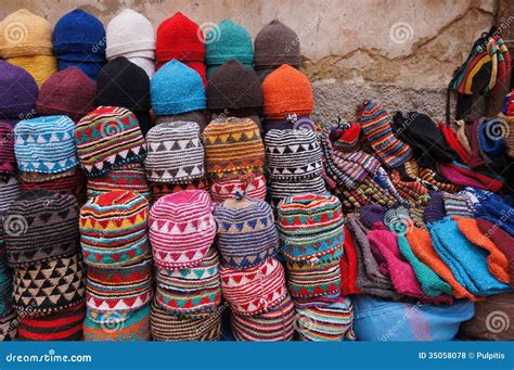 Morocco Marrakesh Medina - Typical Colorful Knitted Moroccan Hat Royalty Free Stock Photos ...