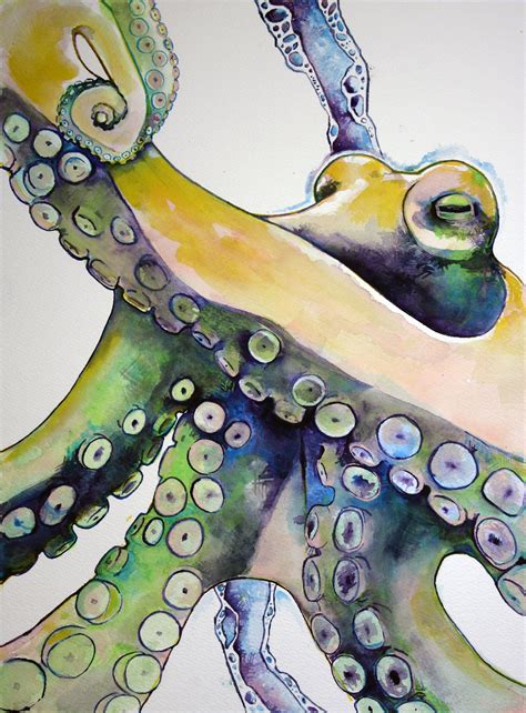 I really love cephalopods. This is an octopus. Watercolor on cotton paper. 9" x 12" Krislyn ...