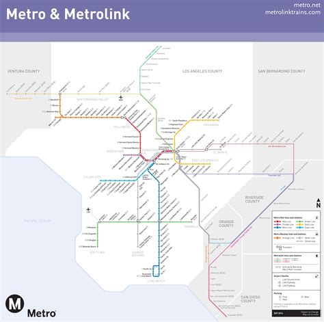 Los Angeles metro and metrolink map