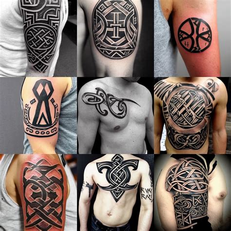 norse viking runes tattoo on fair smooth skin arm and | Stable Diffusion