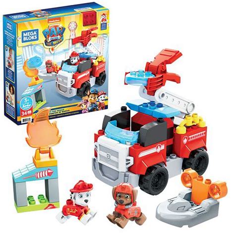 Buy Mattel Mega Bloks PAW Patrol Marshall's City Fire Rescue, 33 Mini ...