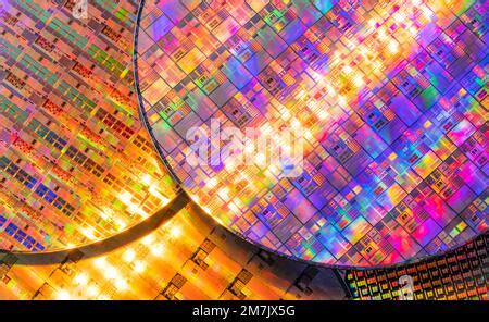 Silicon monocrystalline wafer with microchips manufacturing used in ...