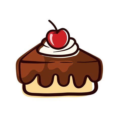 Cute Chocolate Cake Slice with Line Food Bakery Cartoon Doodle Icon Vector Illustration 24672690 ...