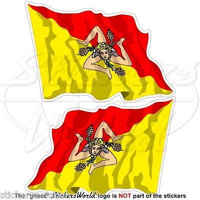 SICILY Sicilian Flying Flag Sicilia ITALY Italian 75mm Vinyl Stickers Decals x2 | eBay