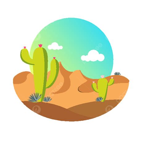 Desert Scenery Clipart PNG Images, Cartoon Cute Hand Painted Desert Scenery Vector, Desert ...