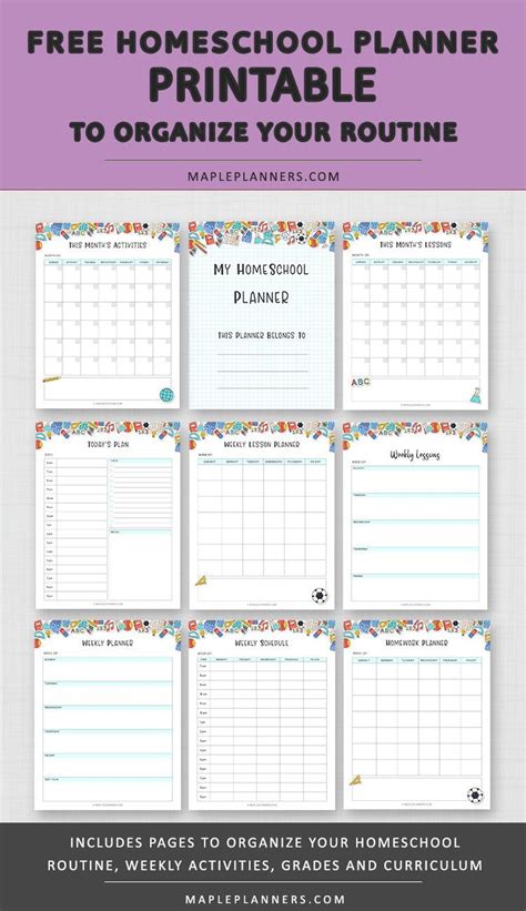 Free Printable Homeschool Lesson Planner / Homeschool Planner Printable ...