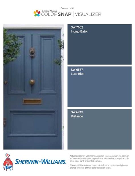 Front door slate blue color options. Color matched by Sherwin Williams ...