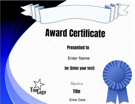 Blue border | Free certificate templates, Award template, Certificate templates