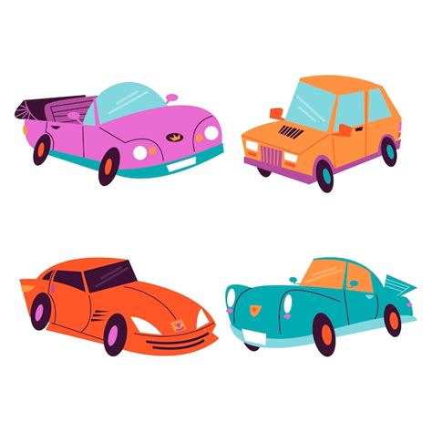 Free Vector | Retro cartoon car stickers collection