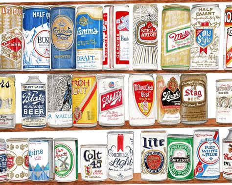 Beer Can Art Print Vintage Beer Can Art Beer Collection Art Print Beer ...