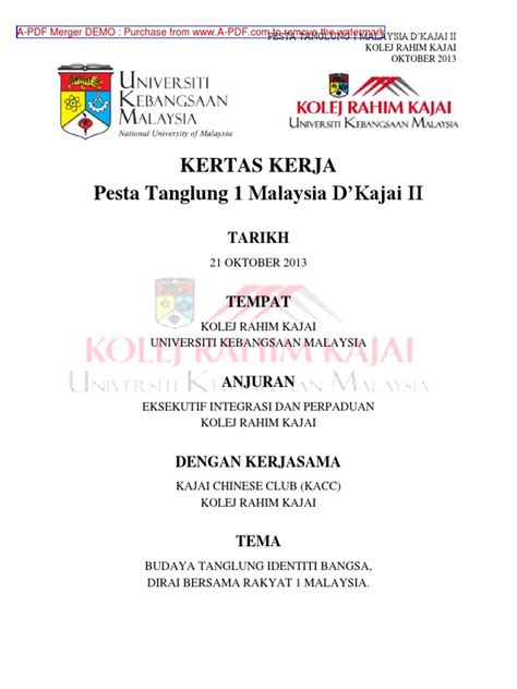 Kertas Kerja Pesta Tanglung 1 Malaysia | PDF