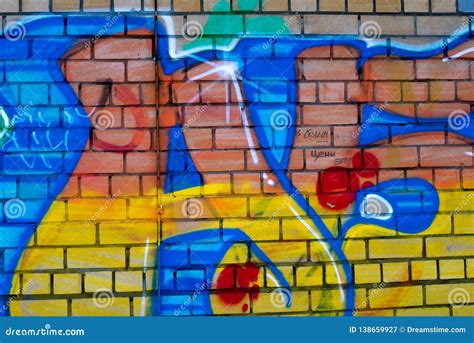 Colored Graffiti on a Brick Wall Stock Image - Image of obsolete, abstract: 138659927