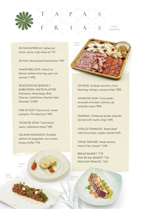 Menu at Rumba restaurant, Makati