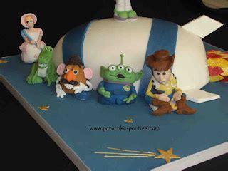 Pat-a-Cake Parties: Rocket Cake with Toy Story Characters - close up