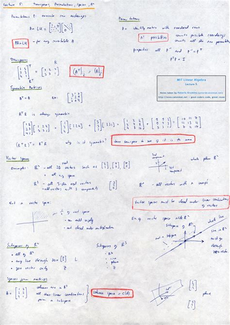 MIT Linear Algebra, Lecture 5: Vector Spaces and Subspaces - good ...