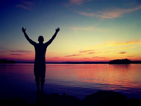 Praising nature stock image. Image of hands, water, dusk - 32760007