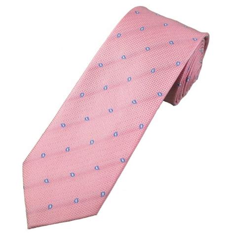 Pink, Light Blue & White Teardrop Luxury Silk Men's Tie from Ties Planet UK