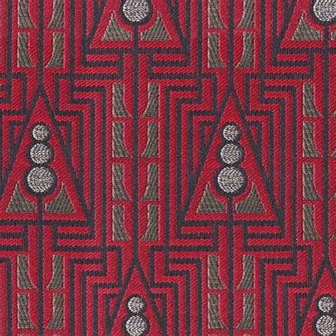 Art Deco Art Nouveau Red Flat-Weave Curtain and Upholstery Fabric | Backhausen Art Deco Dreieke ...