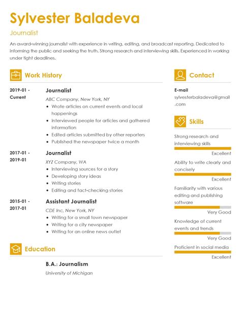 Journalist Resume Examples