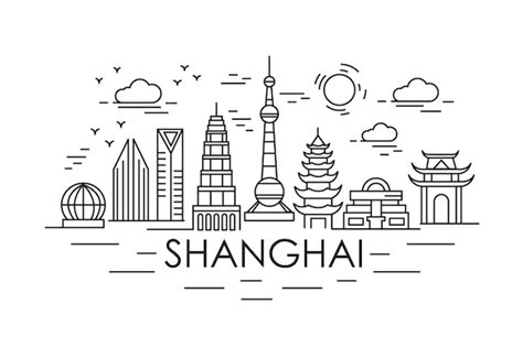 Premium Vector | Shanghai lineart illustration. china holiday travel line drawing. modern style ...