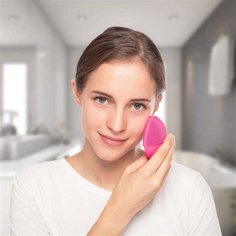 Buy Silicone Face Cleansing Brush Electric Machine Sonic Silicone Scrubber Vibrating Massager ...