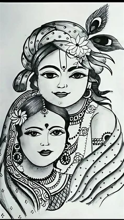 Radha Krishna Sketch, Dark Sketch, art work, lord, god, HD phone ...