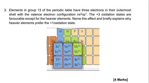 Solved 3. Elements in group 13 of the periodic table have | Chegg.com