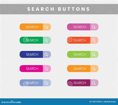 Modern Search Button Colorful Set Vector. Search Buttons for Web and UI Design Stock Vector ...