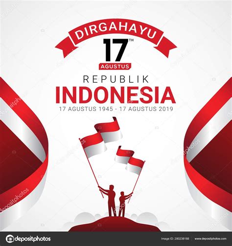 August Happy Indonesia Independence Day Greeting Card Indonesia National Day Stock Vector Image ...