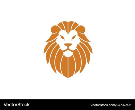 Orange lion head and face for logo design Vector Image