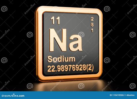 Sodium Na Chemical Element. 3D Rendering Stock Illustration - Illustration of electron, square ...