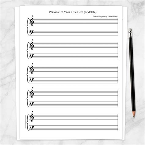 Personalized Blank Piano and Vocals Sheet Music - Printable at Printable Planning for only 5.00