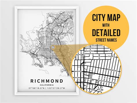 Printable Map of Richmond California United States With | Etsy