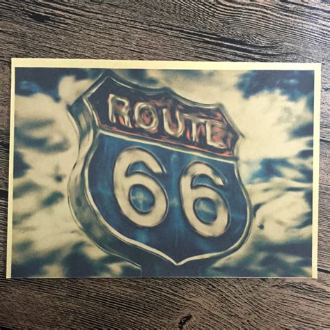 Vintage USA Route 66 Poster Retro Wall Art Crafts Paper Living Room Paint Sticker bar cafe home ...